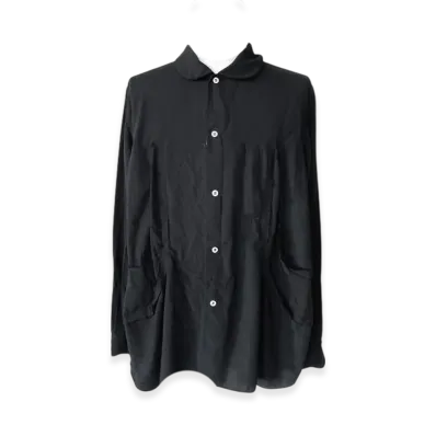 BLACK COMME des GARCONS Polyester Spun Broadcloth Garment Treated "Black"