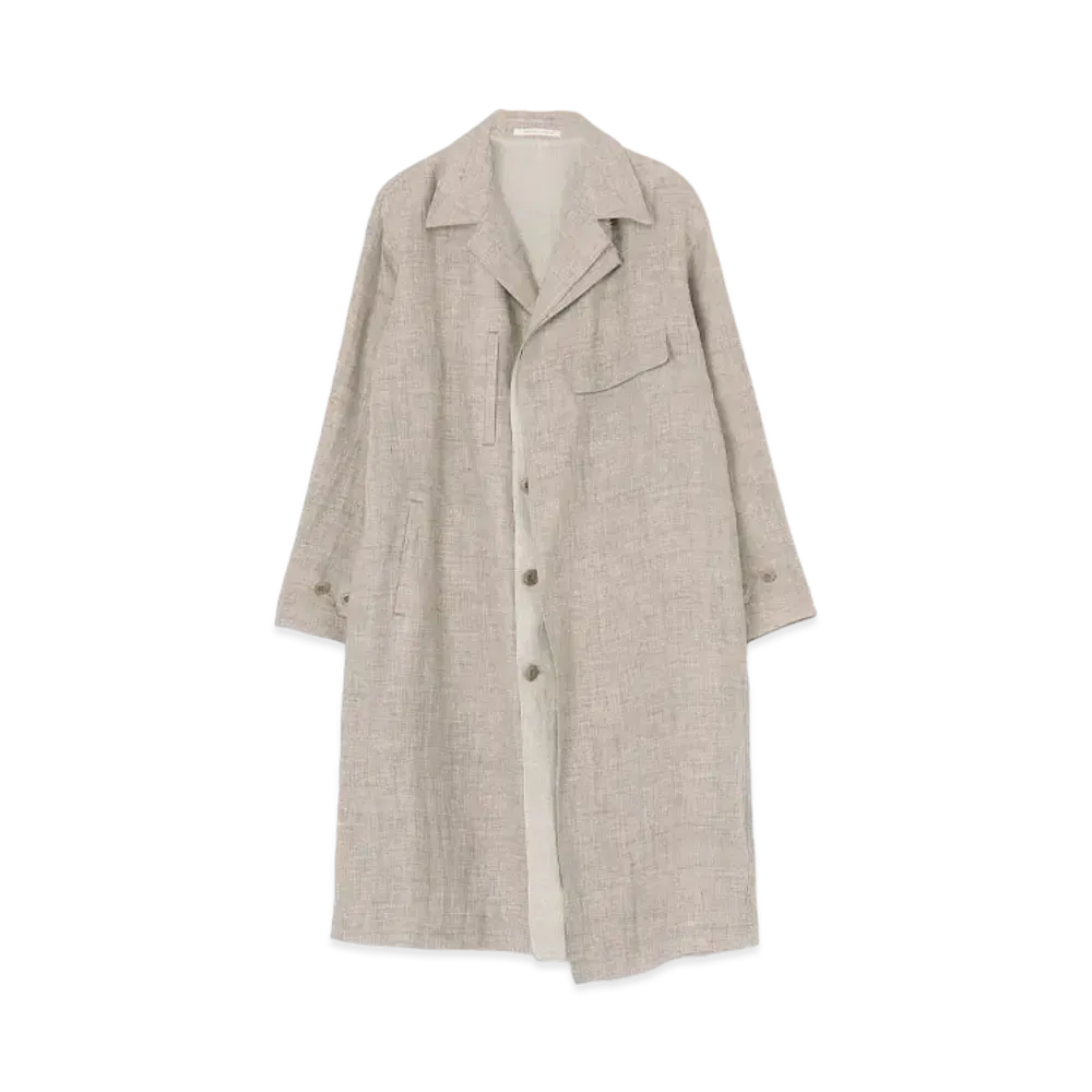 Yohji Yamamoto Linen Tweed Double Layered Coat "Beige"