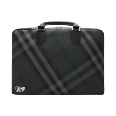 Burberry Grid Check Briefcase "Charcoal"