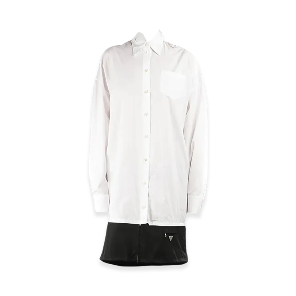 PRADA Women's Poplin Re-Nylon Dress "White/Black"
