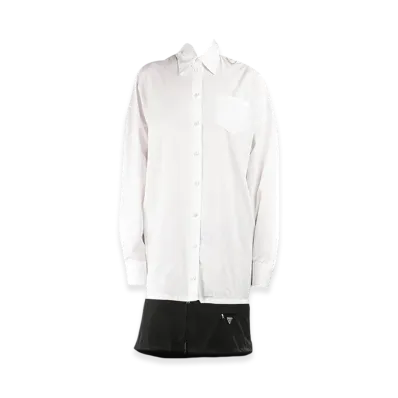 PRADA Women's Poplin Re-Nylon Dress "White/Black"