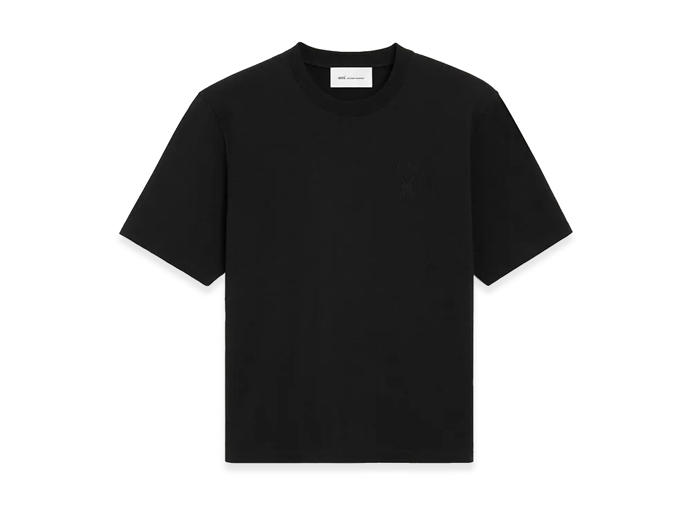 AMI PARIS Cotton T-Shirt Embossed Ami De Coeur "Black"