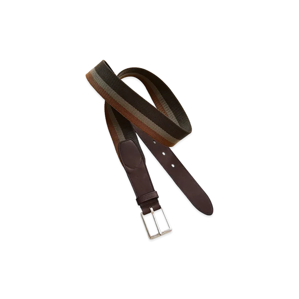 NICENESS A.Hansgen Calf Leather NN Webbing Belt "Brown/Stripe"