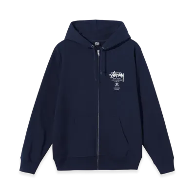 Stussy World Tour Zip Hoodie 2021 "Navy"