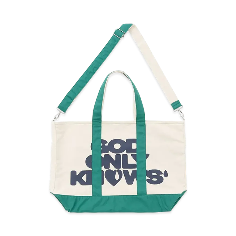 GOD ONLY KNOWS Oversized Shoulder Tote Bag "Kinari/Green"