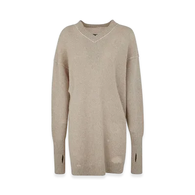 MM6 Maison Margiela Women's V Neck Mini Dress "Brown"