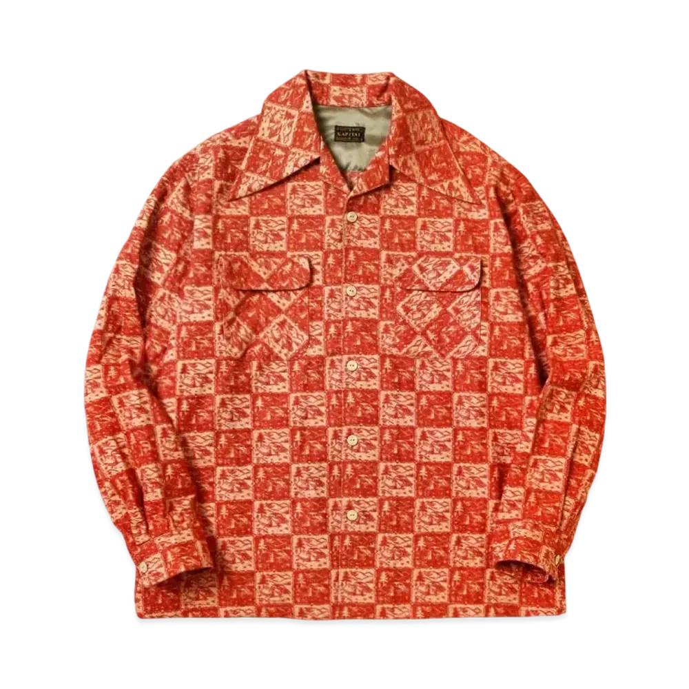 KAPITAL Jacquard Doll Langle Color Border Shirt "Red"