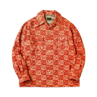 KAPITAL Jacquard Doll Langle Color Border Shirt "Red"