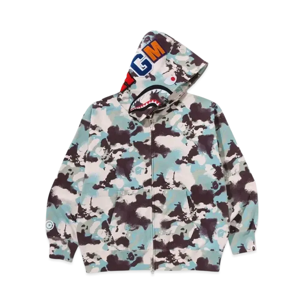 A BATHING APE Map Camo Shark Relaxed Fit Full Zip Hoodie "Multi"