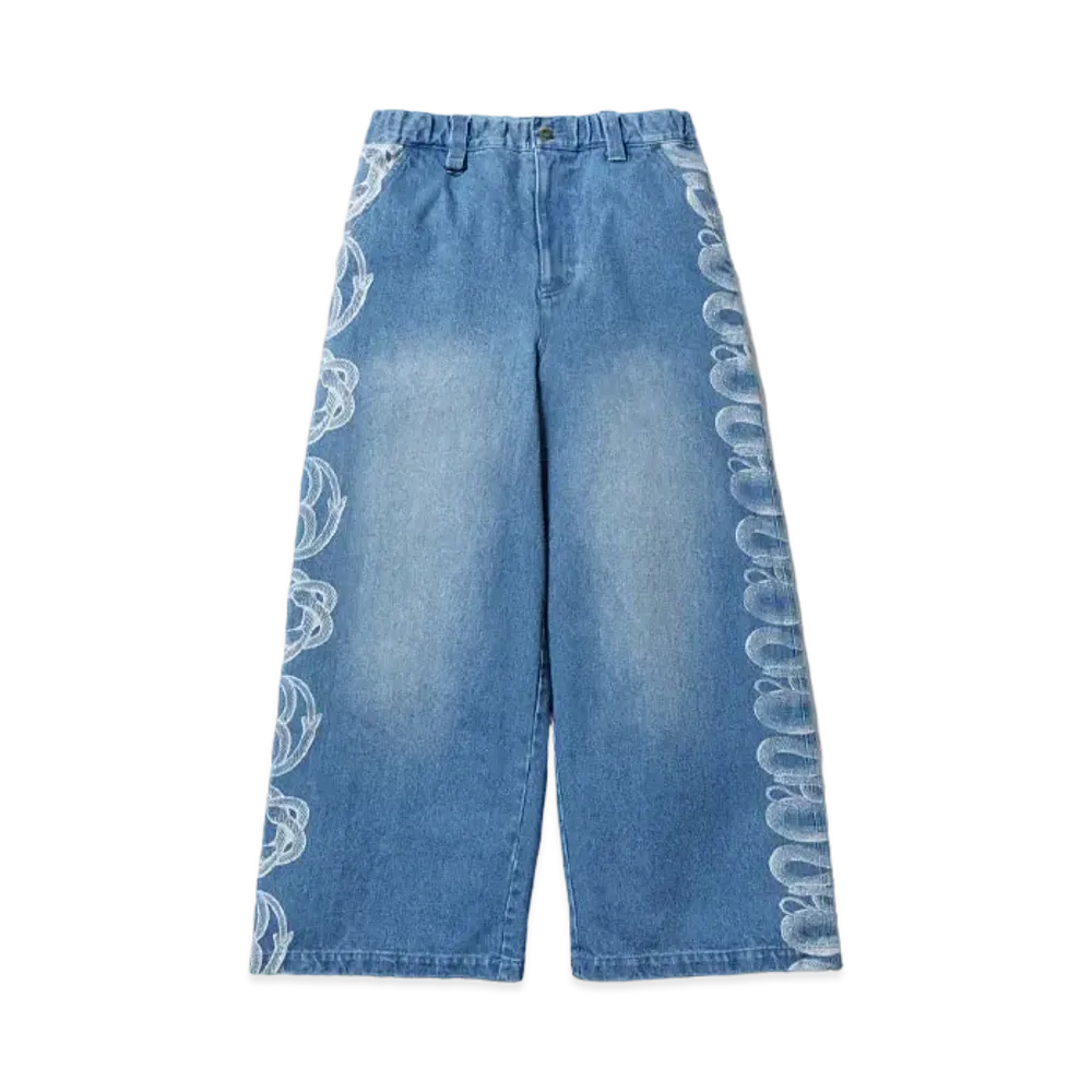 HYSTERIC GLAMOUR x genzai Snake Baggy Denim Pants "Blue"