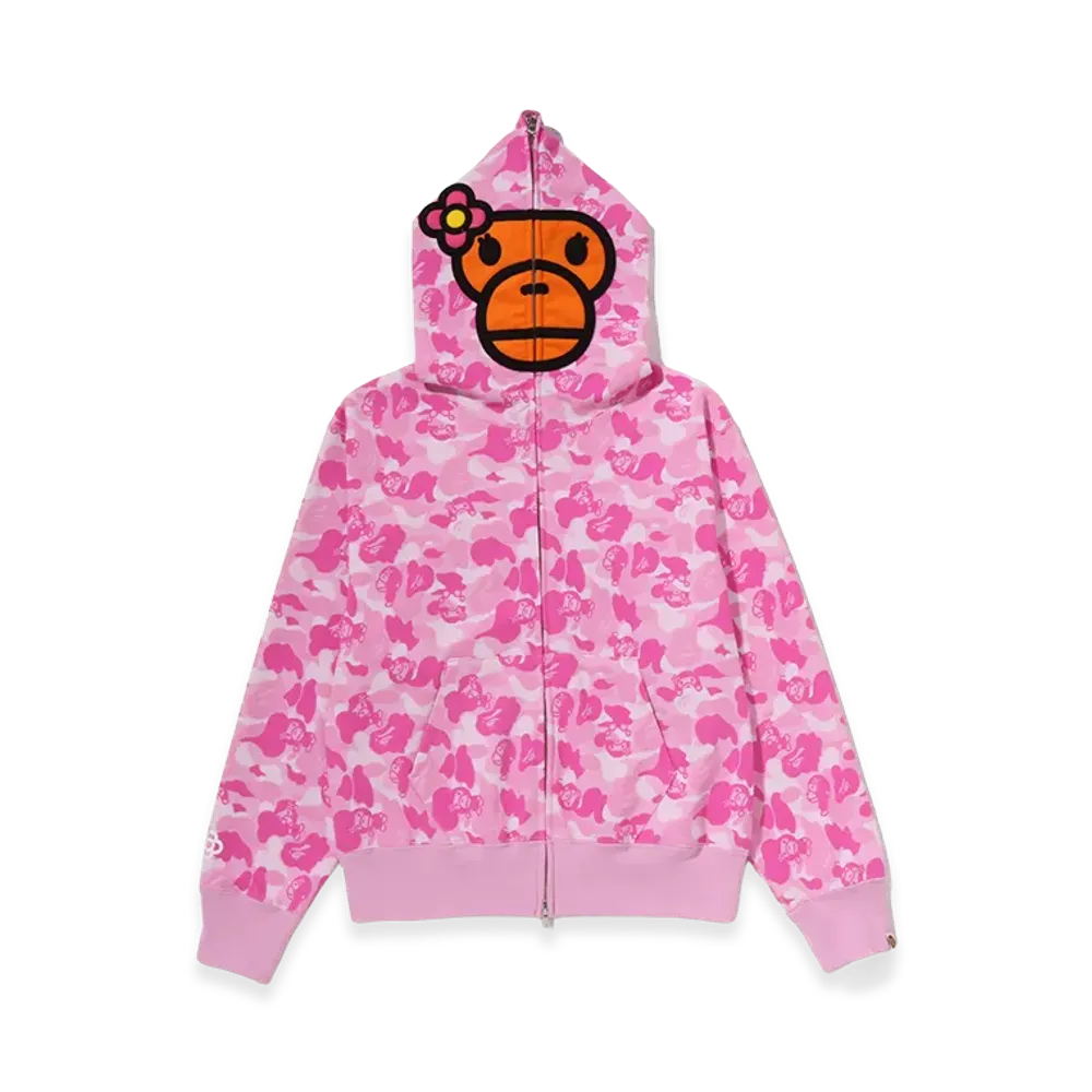 A BATHING APE Women's Baby Lisa ABC Camo Full Zip Hoodie "Pink"