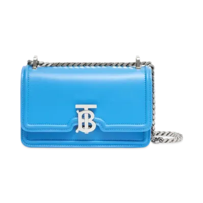 Burberry Mini Leather Chain TB Bag "Bright Sky Blue"