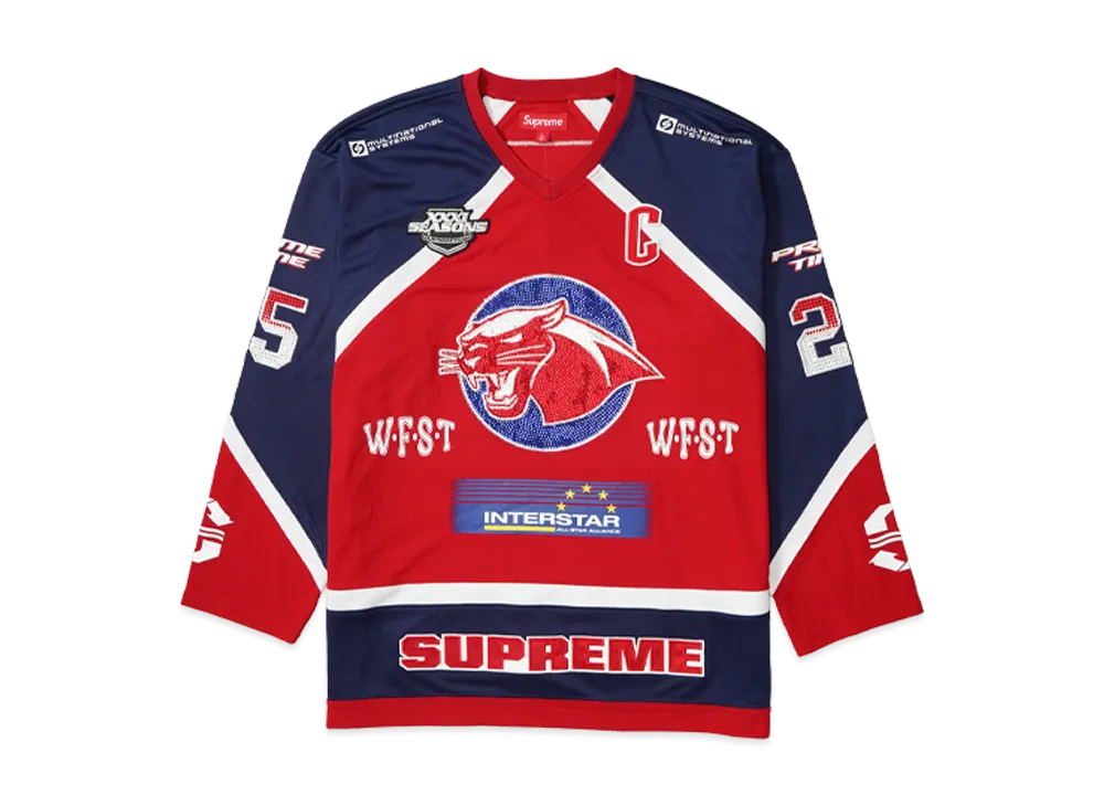 Supreme Rhinestone Hockey Jersey "Red"