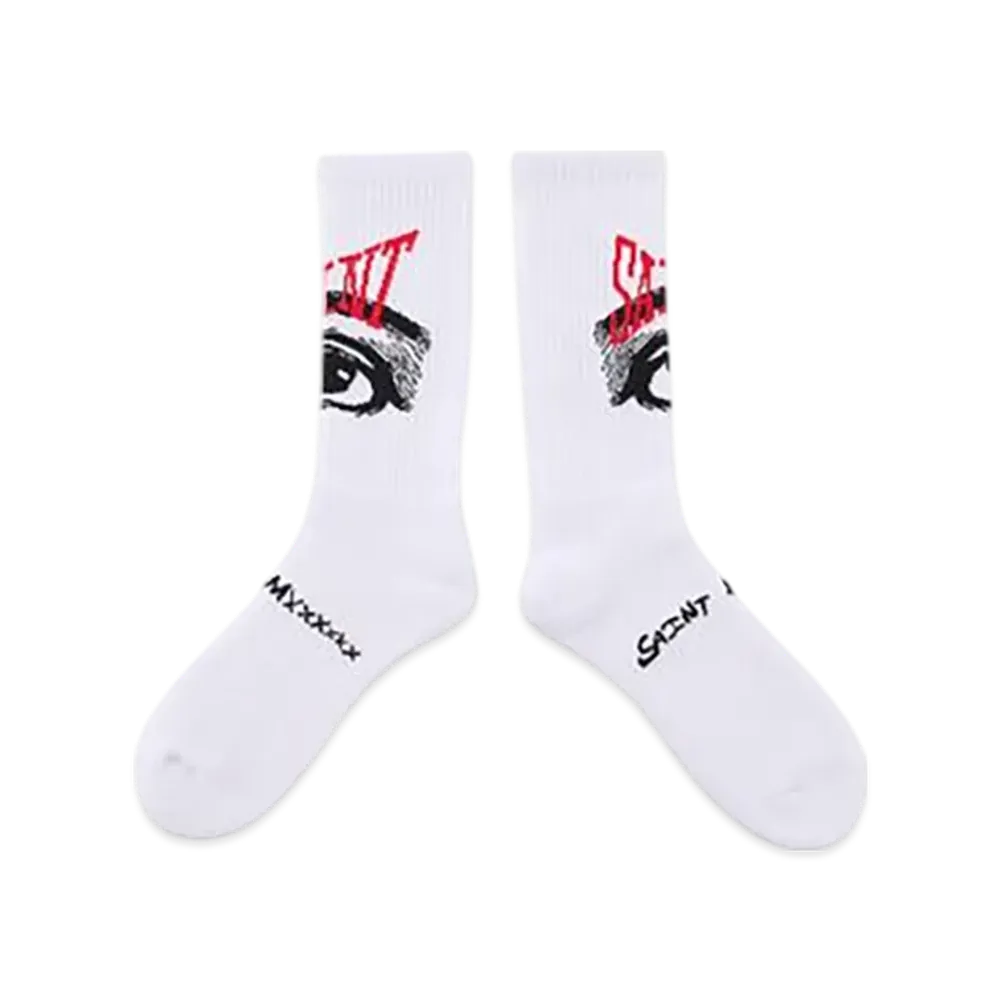 SAINT Mxxxxxx Eye Socks "White" (25FW) SM-HR1-0000-103