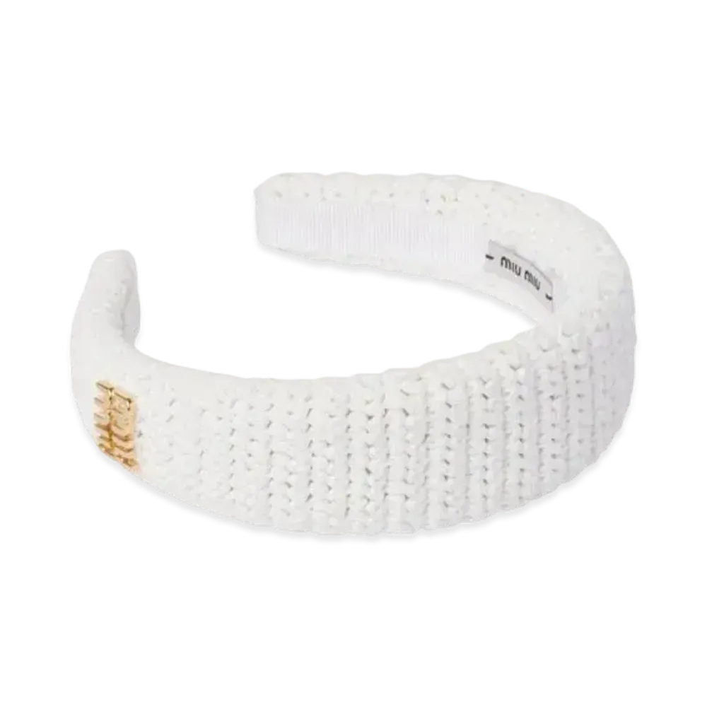 MIUMIU Woven Fabric Headband "White"