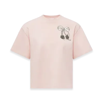 MONCLER Embroidered Cherry Logo Cotton T-Shirt "Pink"