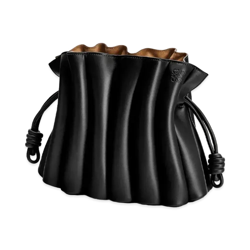 LOEWE Flamenco Ondas Clutch Bag In Smooth Calfskin "Black"
