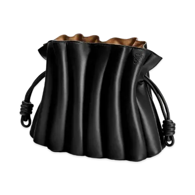 LOEWE Flamenco Ondas Clutch Bag In Smooth Calfskin "Black"