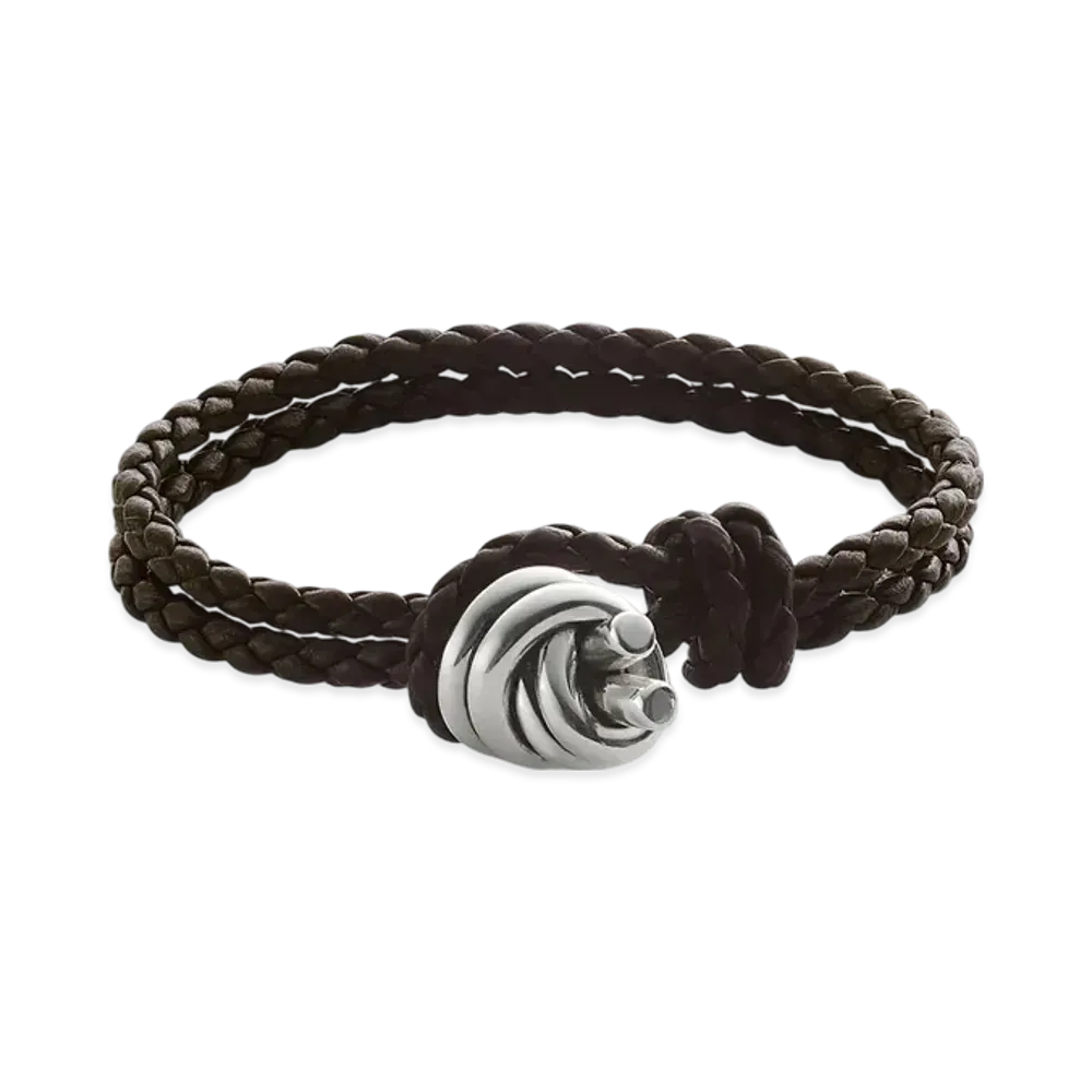 Bottega Veneta Knot Leather Bracelet "Fondente"
