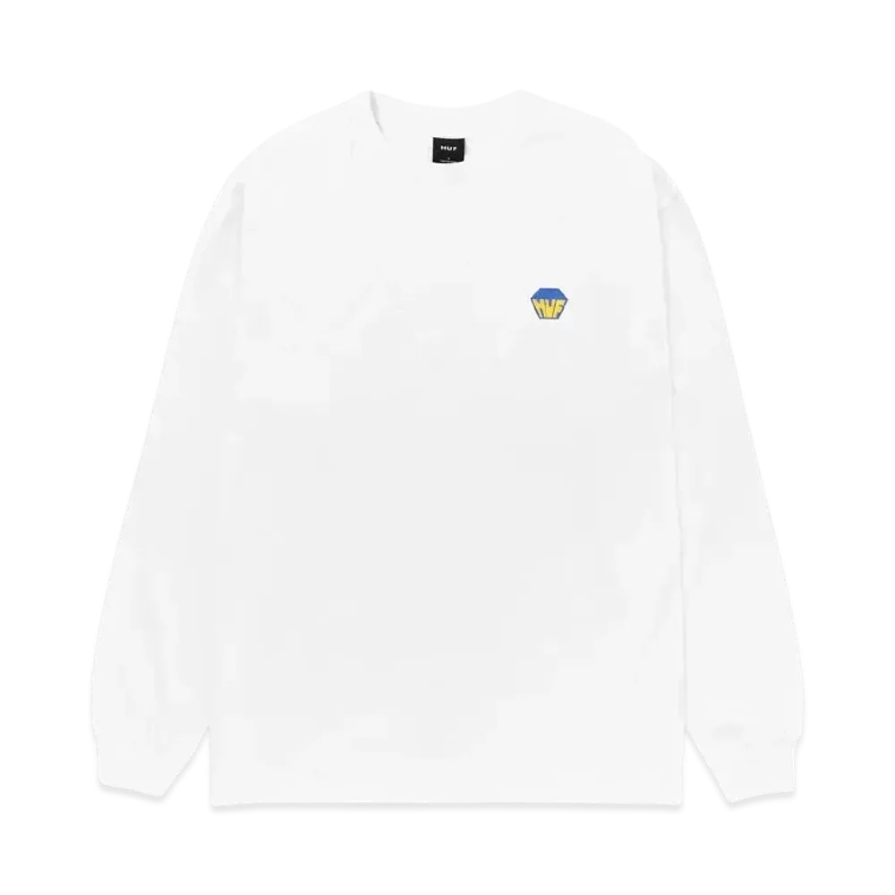 HUF Big Block Emb LS Tee "White"