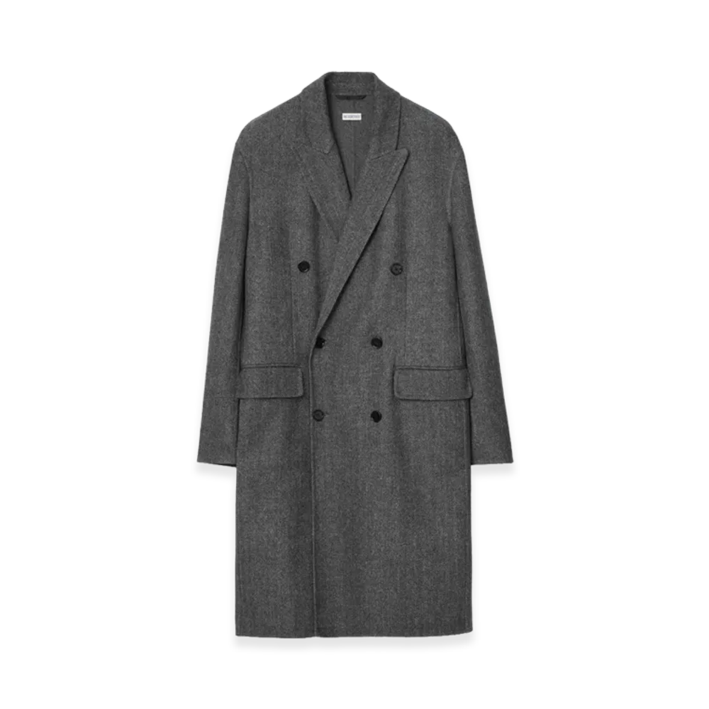 Burberry Herringbone Wool Tailored Coat "Lead Grey Melange"