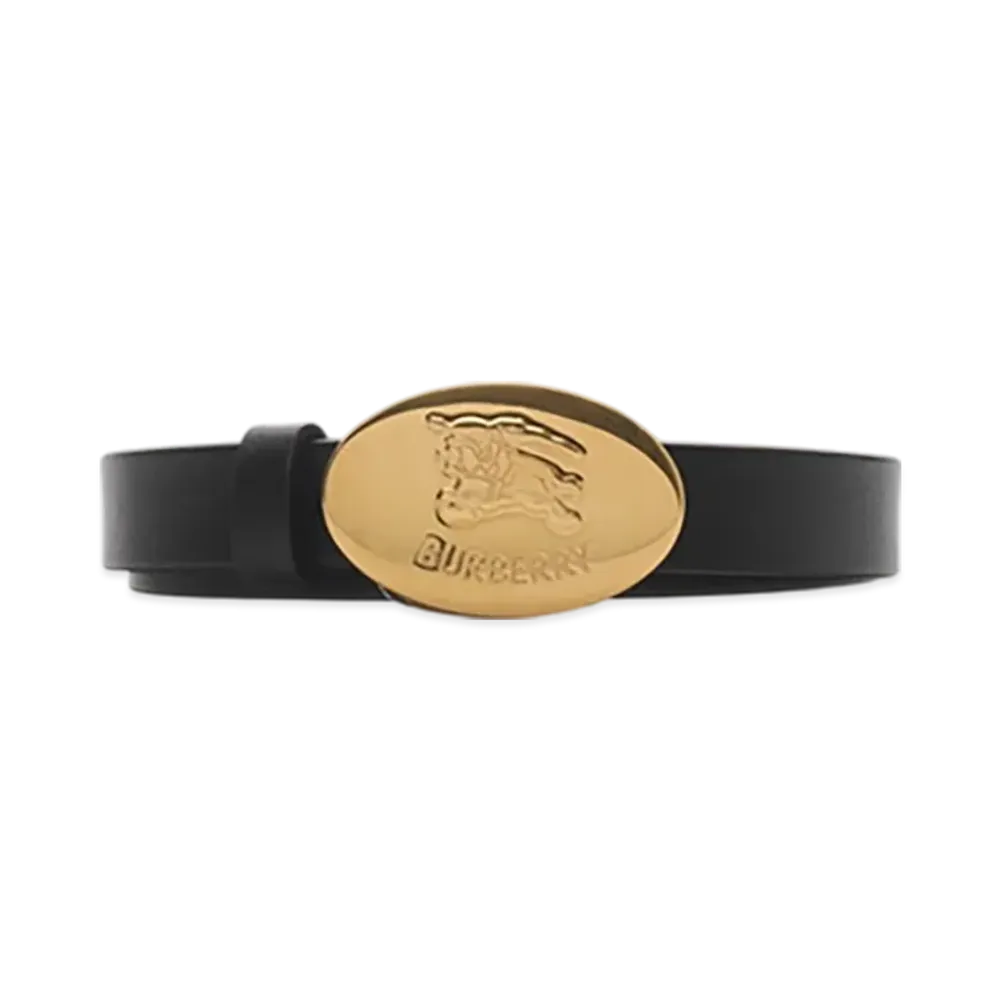 Burberry Thin Reversible Leather Oval Night Stamp Belt "Black/Hazel"