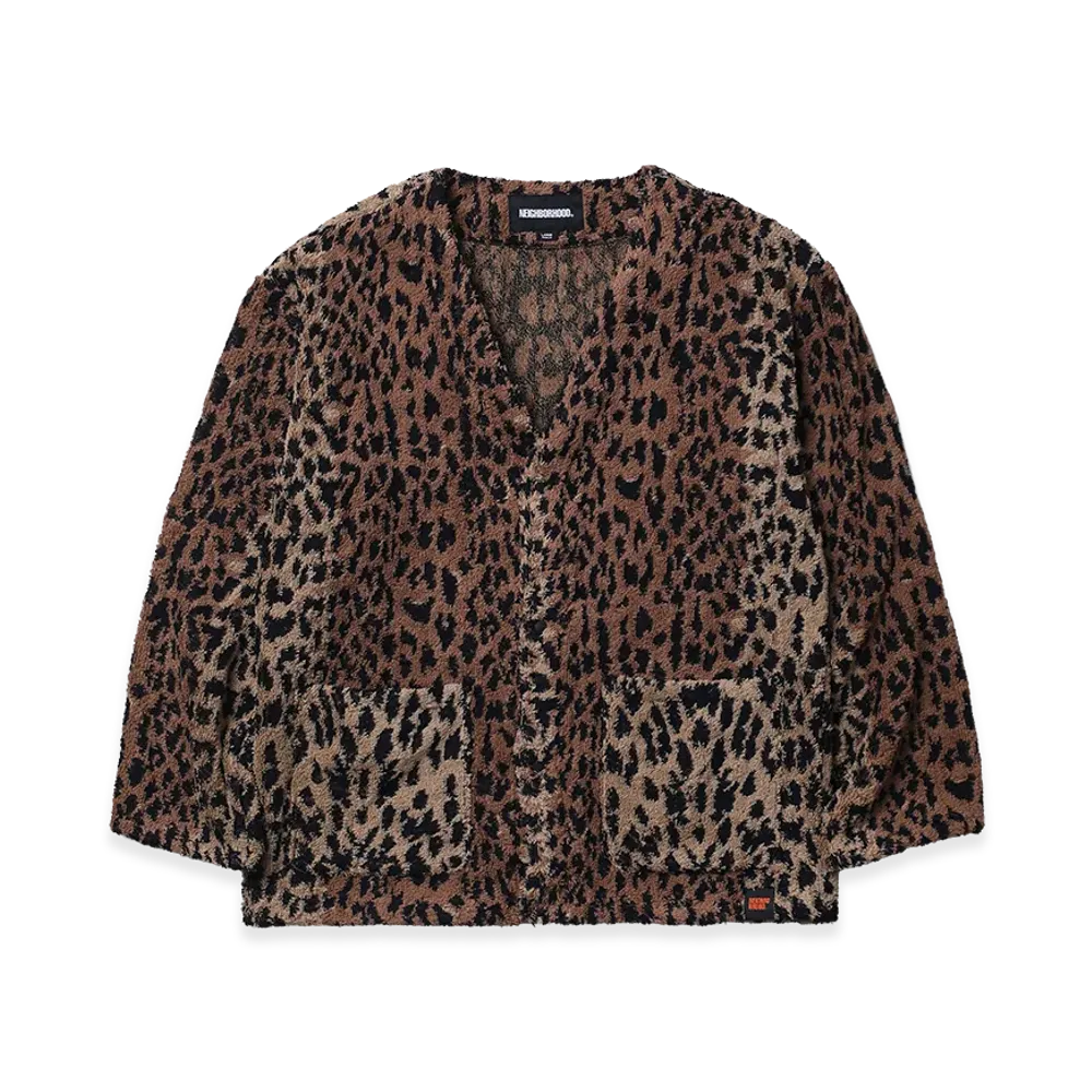 NEIGHBORHOOD x Hippopotamus . Terry Cloth Cardigan LS "Leopard"