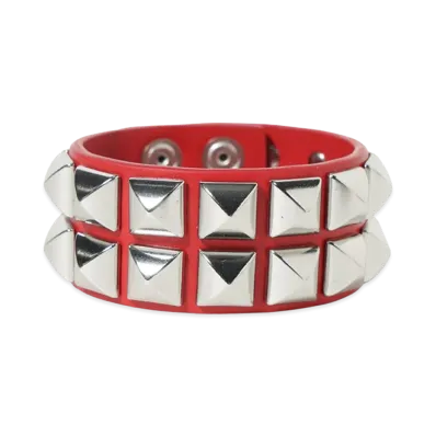 Supreme Studded Leather Bracelet "Red"