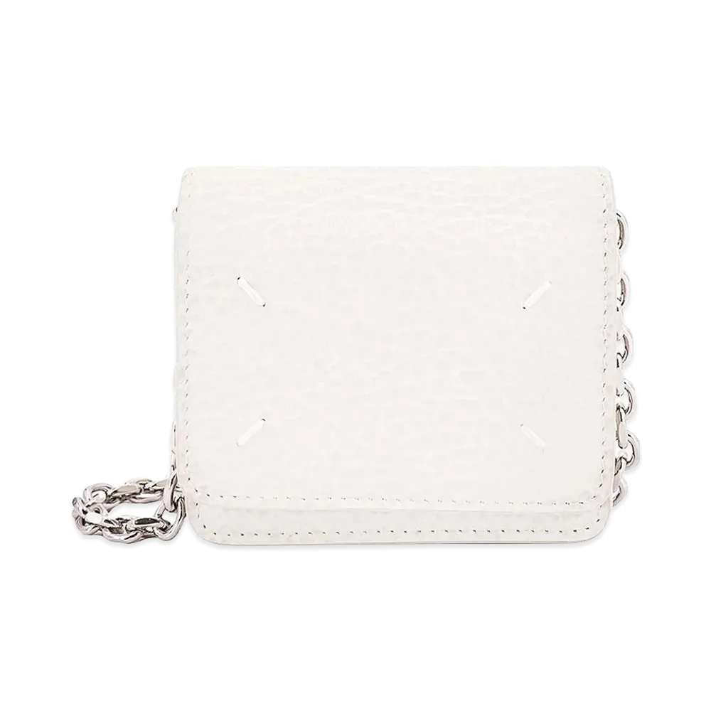 Maison Margiela Women's Leather Card Holder With Iconic Stitching "White"