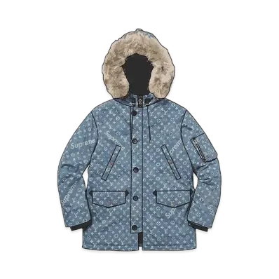 Supreme x Louis Vuitton Jacquard Denim N-3B Parka "Blue"