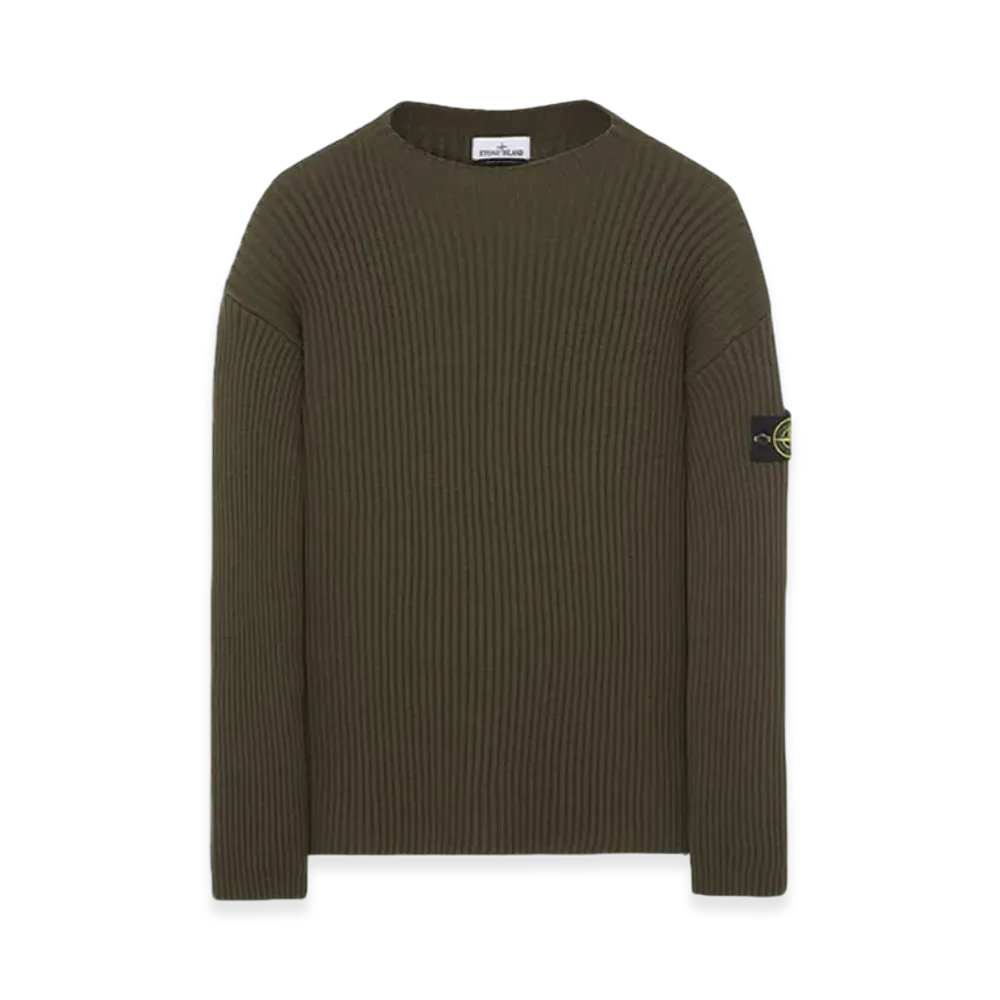 Stone Island 538C2 Full Rib Wool Knitted Sweater - 23FW "Olive Green"