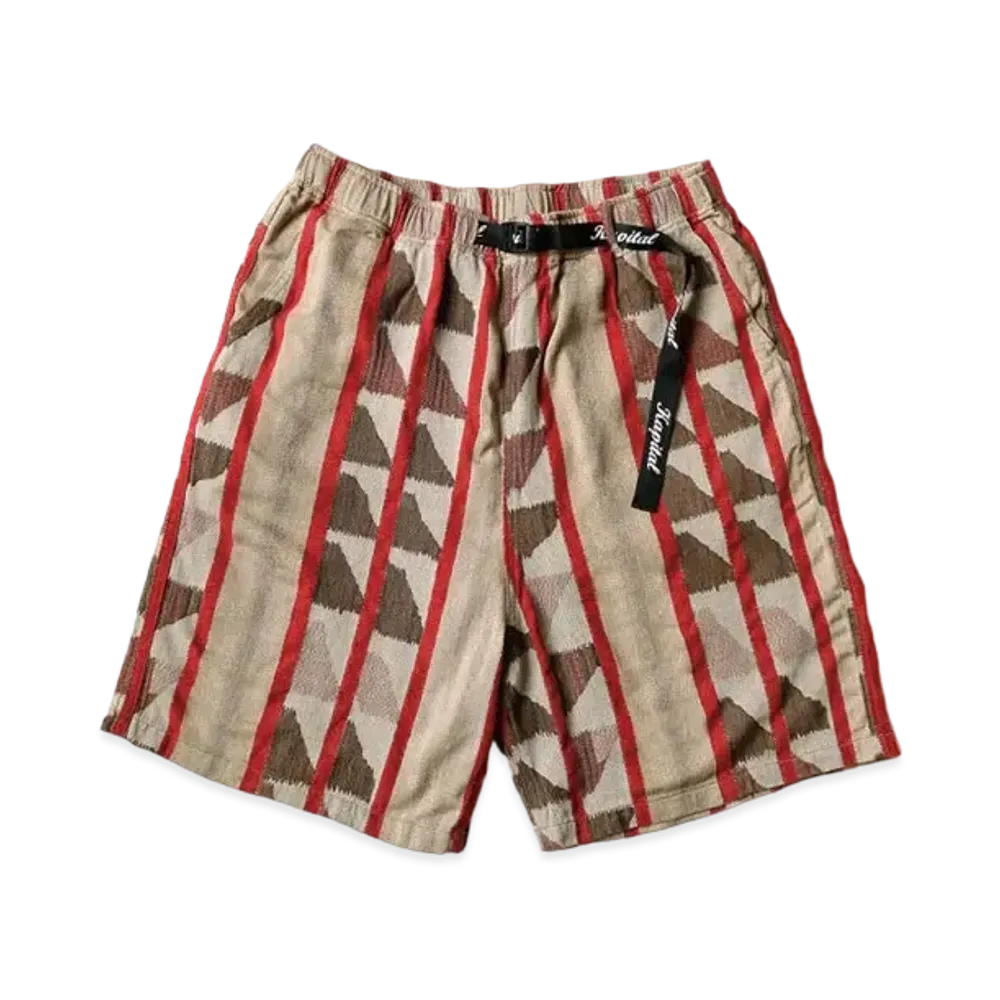 KAPITAL Cotton Pueblo Stripe Easy Shorts "Red Brown"
