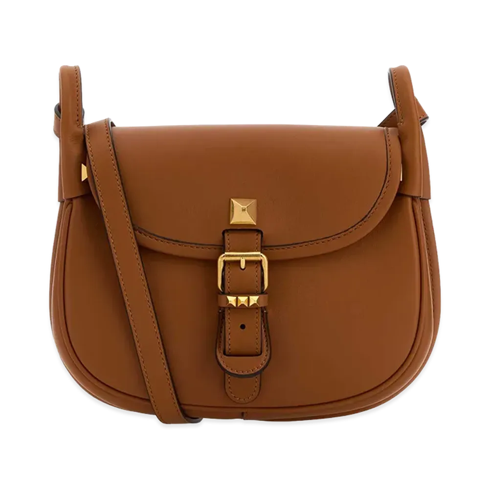 Valentino Women's Leather Flaneuse Crossbody Bag "Caramel/Camel"