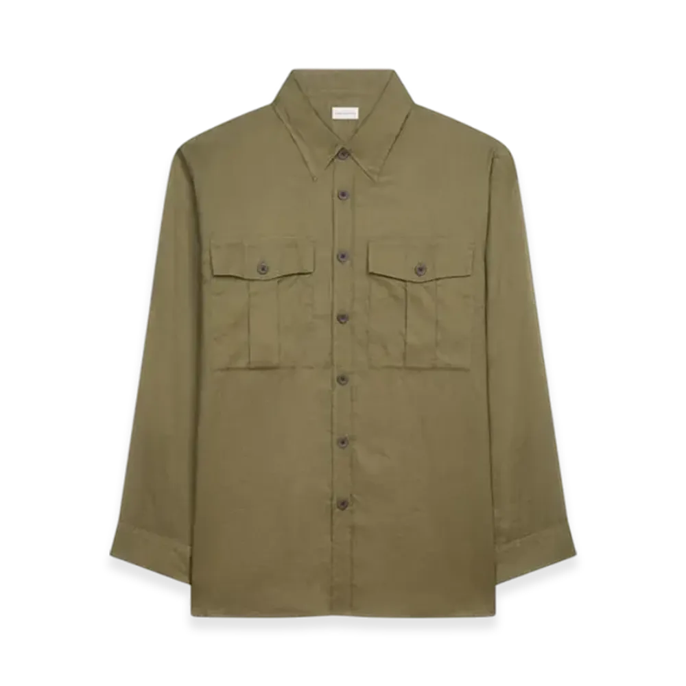DRIES VAN NOTEN Oversized Cotton Shirt "Khaki"