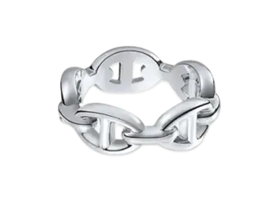 Hermes Chaine D'ancre Enchainee Ring PM "Silver"