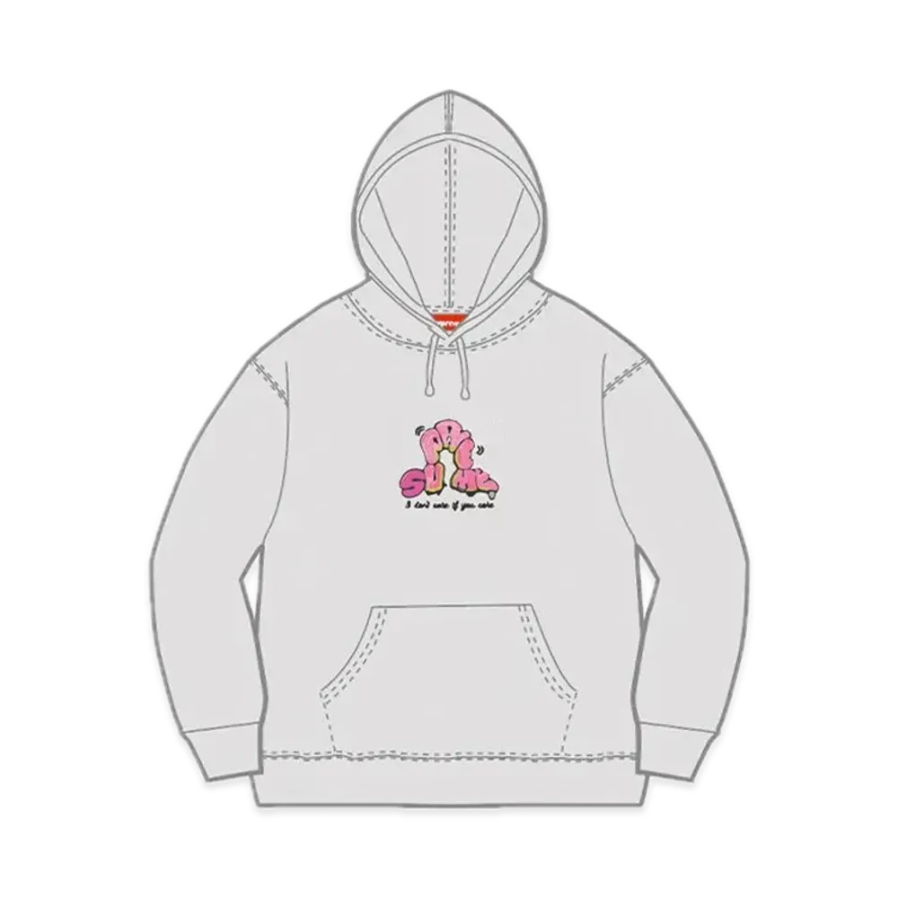 Supreme Don't Care Hooded Sweatshirt "Grey"