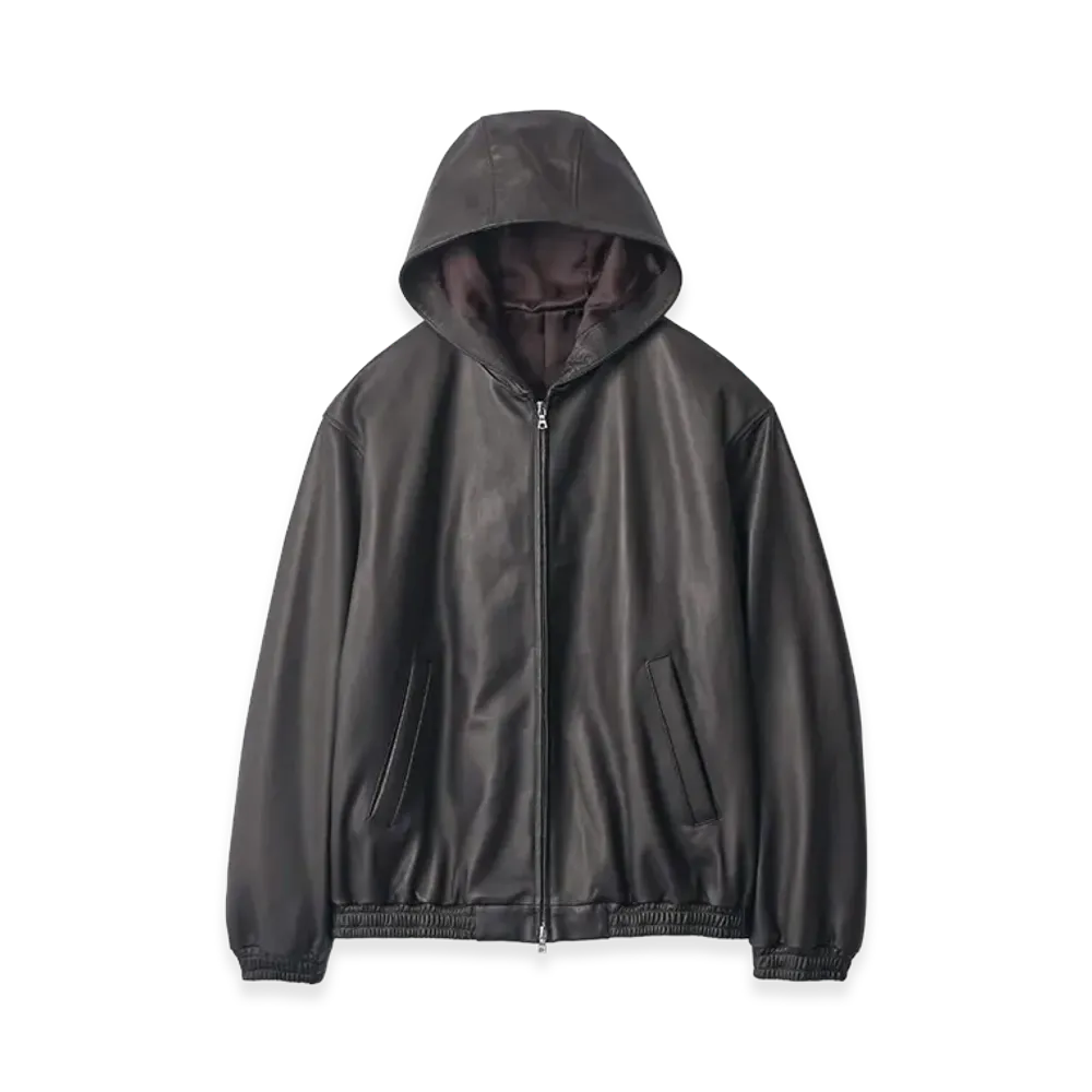 ssstein Lamb Leater Hood Jacket "Grey Brown"