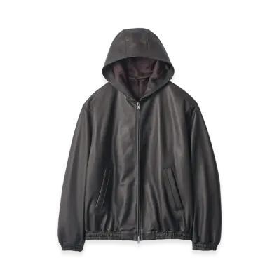 ssstein Lamb Leater Hood Jacket "Grey Brown"