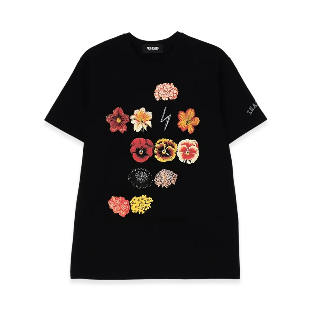 WILDSIDE YOHJI YAMAMOTO Inazuma Flowers T-Shirt A "Black"
