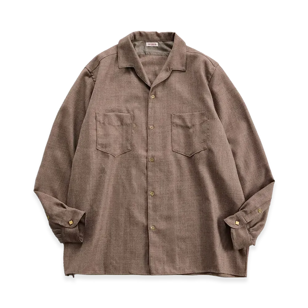 NICENESS O.Romeo Double Pocket Wool Saxony Dress Shirt "Taupe"