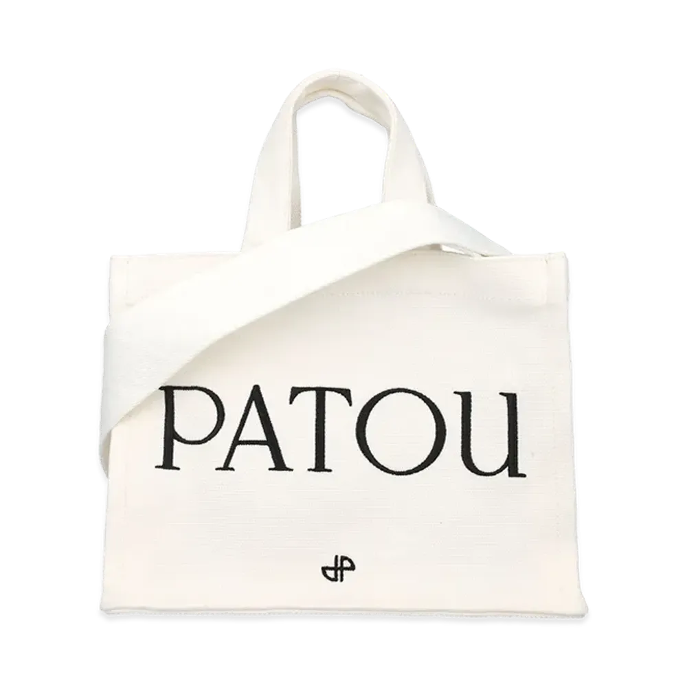 PATOU Women's Canvas Small Tote Shopping Bag "White"