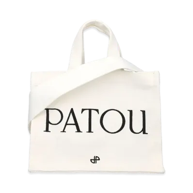 PATOU Women's Canvas Small Tote Shopping Bag "White"