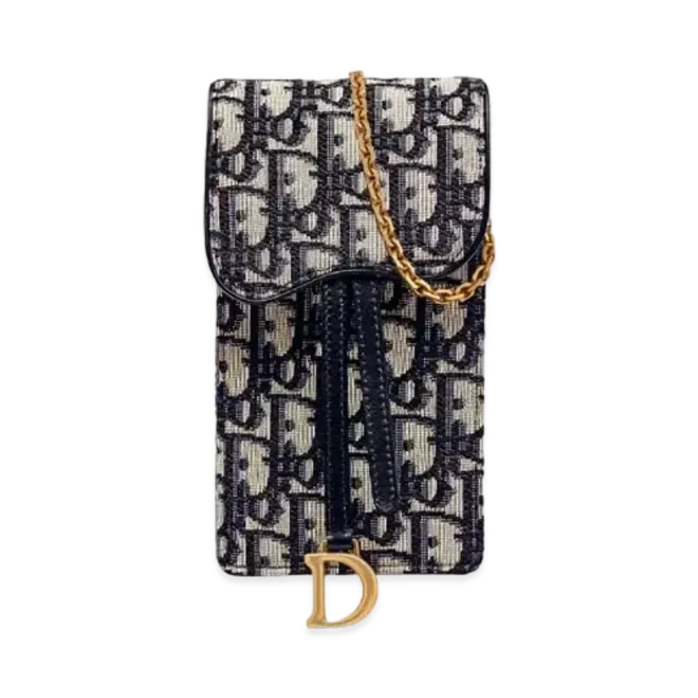 Dior Saddle Vertical Pouch Dior Oblique Jacquard "Blue"