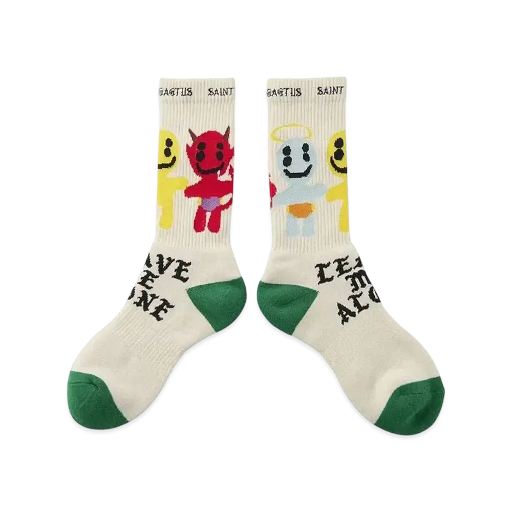Saint Mxxxxxx x Cactus Plant Flea Market Leave Me Alone Socks "Ecru" SM-YS1-0000-C12