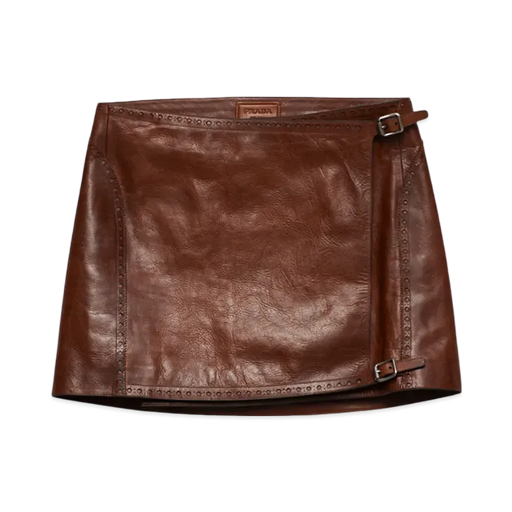 PRADA Women's Leather Miniskirt "Palisander"