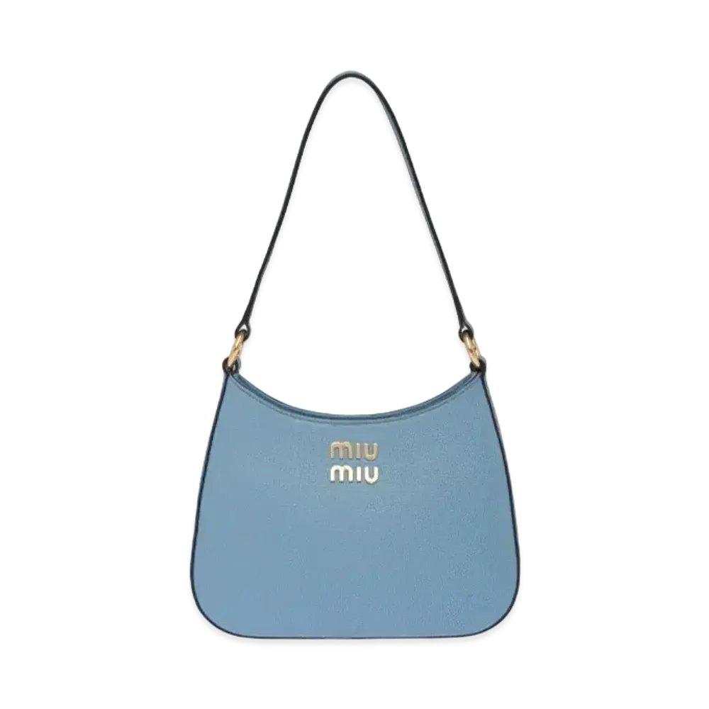MIU MIU Madras Leather Shoulder Bag "Astral Blue"