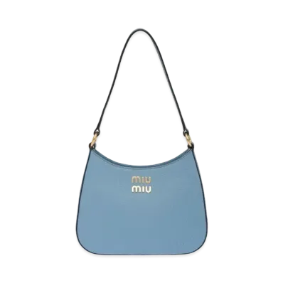 MIU MIU Madras Leather Shoulder Bag "Astral Blue"