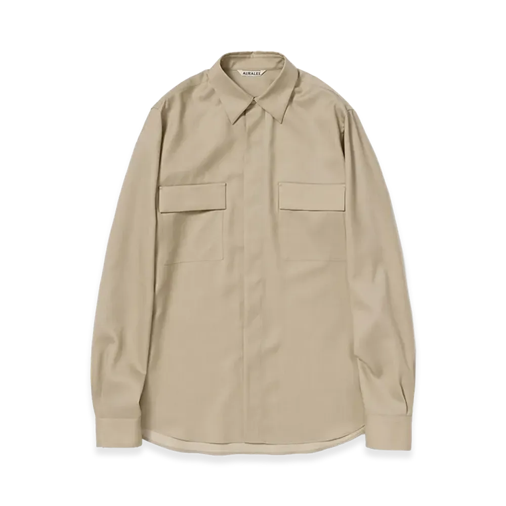 AURALEE Women's Wool Herringbone Overshirt "Beige"