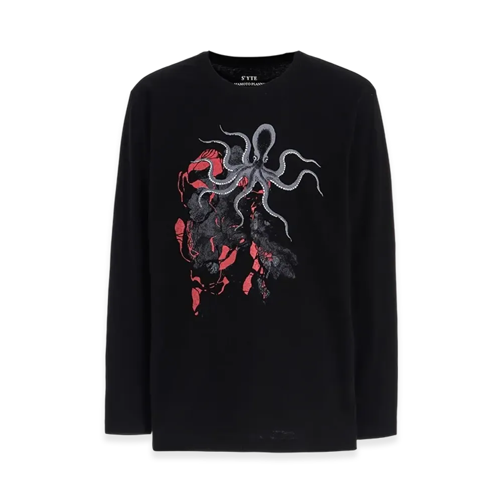 S'YTE Octopus Graphic Long-Sleeved T-Shirt "Black"