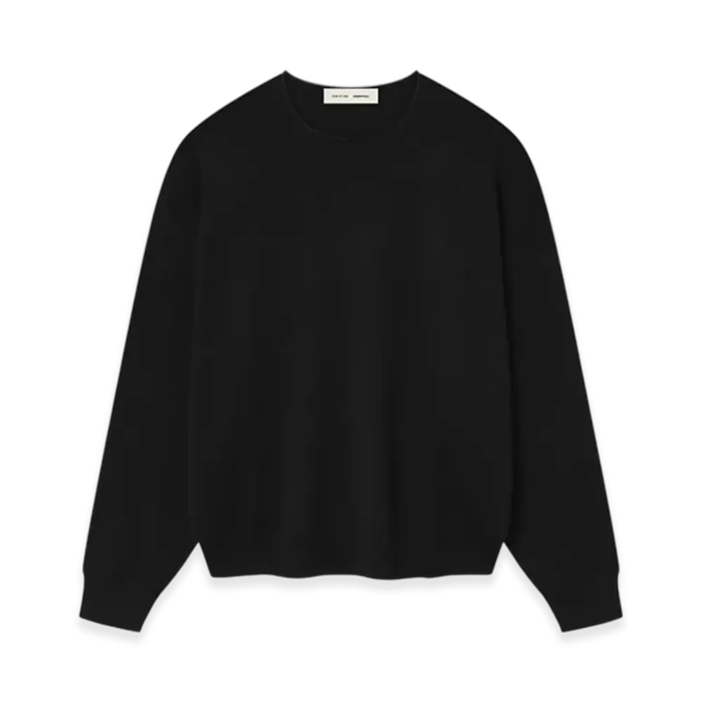 FEAR OF GOD ESSENTIALS Merino Long Sleeve Crewneck Sweater "Jet Black"